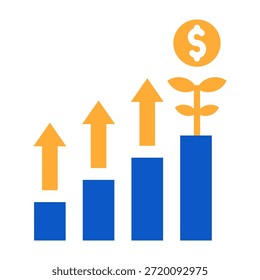 Business Growth Icon Solid Color Design Vector Illustration