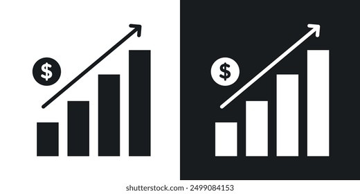 Business growth icon in solid style