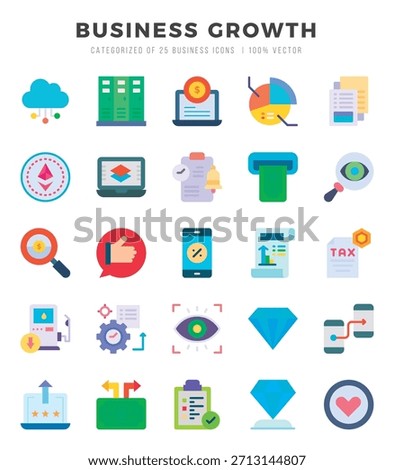 Business Growth Icons bundle. Flat style Icons. Vector illustration.