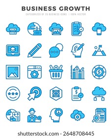 Business Growth Icons bundle. Two Color style Icons. Vector illustration.