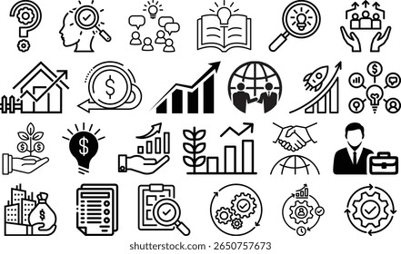 Business Growth Icons Startup, Finance, Marketing, and Success