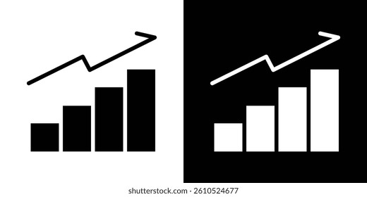 Business growth icons vector set in solid flat style