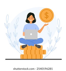Business growth illustration showing financial improvement through strategic investment, saving money, financial planning concept
