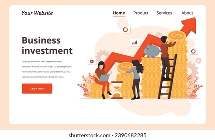 Business growth illustration for smart investment concept. Profit performance or income, symbol of return on investment ROI