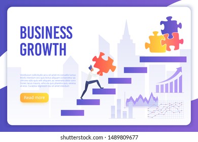 Business growth landing page vector template. Entrepreneurship coaching courses website homepage interface idea. Success achievement education web banner cartoon concept