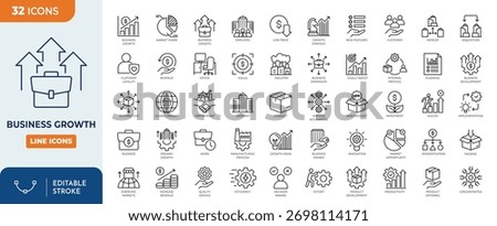 Business Growth line editable icon set. Vector illustration