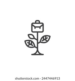 Business Growth line icon. linear style sign for mobile concept and web design. Tree growing with suitcase outline vector icon. Symbol, logo illustration. Vector graphics