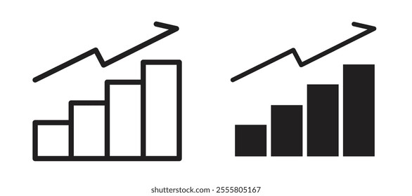 Business growth liner icon vector set.