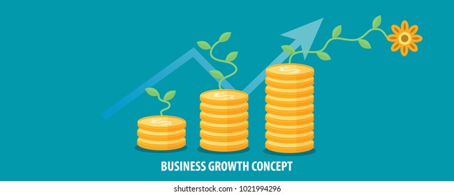 Business growth, making money online, marketing strategy flat vector concept