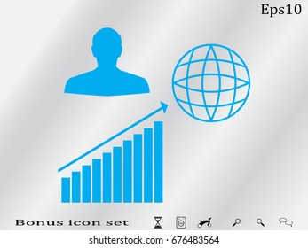 business growth,  man, icon, vector illustration eps10