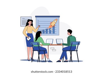 Business Growth Management Analysis Illustration concept on white background
