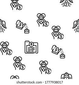 Business Growth And Management Seamless Pattern Vector Thin Line. Illustrations