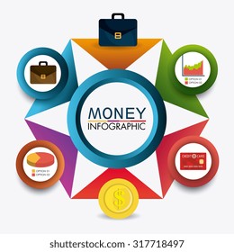 Business growth and money savings infographics design, vector illustration