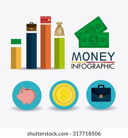 Business growth and money savings infographics design, vector illustration