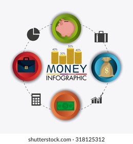 Business growth and money savings infographics design, vector illustration