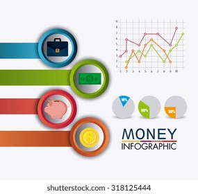 Business growth and money savings infographics design, vector illustration