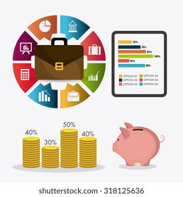 Business growth and money savings infographics design, vector illustration