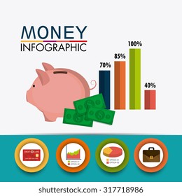 Business growth and money savings statistics design, vector illustration