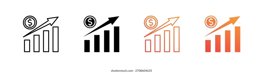 Conjunto de iconos de estilo múltiple de crecimiento empresarial