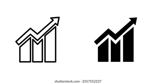 Business growth outlined and solid icon vector collection.