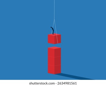 Business growth, Business people building blocks higher