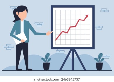 Presentación de crecimiento empresarial con ilustración de gráfico ascendente