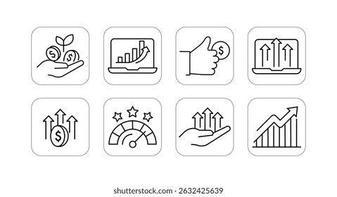 Business growth related line icons. Editable stroke