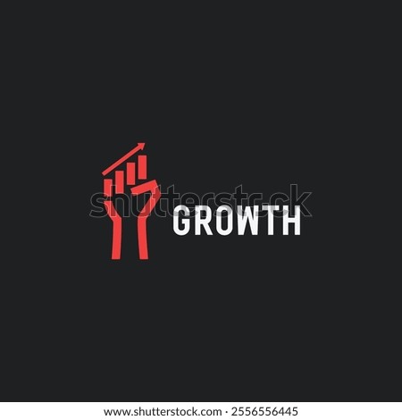 Business growth revolution rebel logo with fist hand and graph chart vector graphic icon illustration