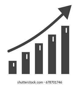 Business growth solid icon, business and financial, vector graphics, a glyph pattern on a white background, eps 10.