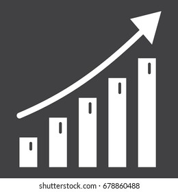 Business growth solid icon, business and financial, vector graphics, a glyph pattern on a black background, eps 10.