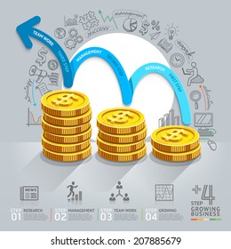 Business growth step infographics option. Vector illustration. can be used for workflow layout, banner, diagram, number options, step up options, web design.