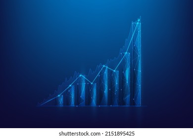 tecnología de acciones de crecimiento empresarial. gráfico gráfico gráfico gráfico gráfico digital aumenta el alambre de polos bajo. logro de la estrategia. nuevo plan y visión para el éxito. ilustración vectorial fantástica digital. Rentabilidad de la inversión.