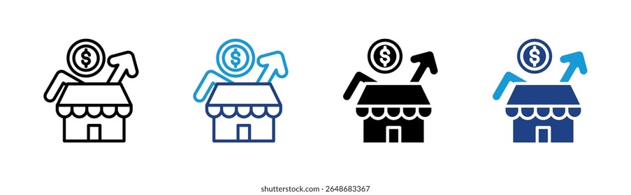 Business Growth Store Icon Element For Design
