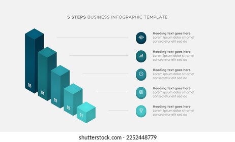 Business Growth Success Infographic Chart Template Design with Process Workflow Diagram with 5 Steps