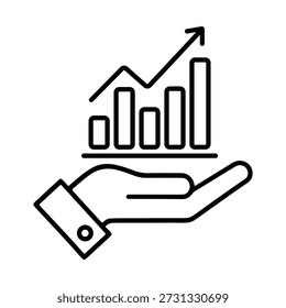 Business Growth Support Chart on Hand Icon Financial Performance Concept