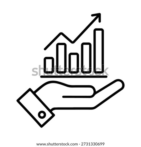 Business Growth Support Chart on Hand Icon Financial Performance Concept