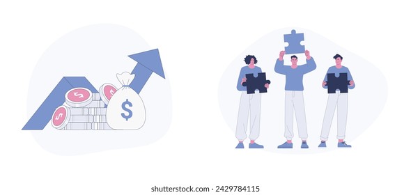 Business Growth and Team Collaboration. Flat Cartoon Vector Illustration. Vector illustration, suitable for web landing page, ui, mobile app.