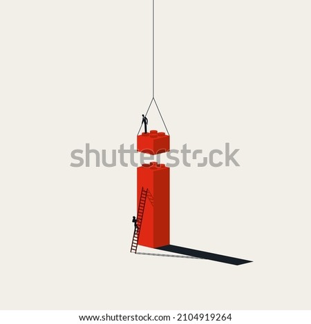 Business growth and teamwork vector concept. Symbol of cooperation, rise, success. Minimal design eps10 illustration.