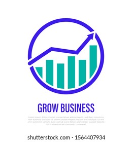 Business growth thin line icon. Sales increase. Business report. Vector illustration.