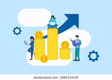 business growth vector flat design illustration