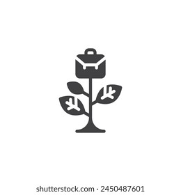 Business Growth vector icon. filled flat sign for mobile concept and web design. Tree growing with suitcase glyph icon. Symbol, logo illustration. Vector graphics