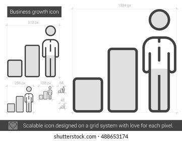 Business growth vector line icon isolated on white background. Business growth line icon for infographic, website or app. Scalable icon designed on a grid system.
