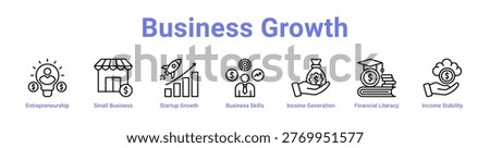 Business Growth web icon banner and collection