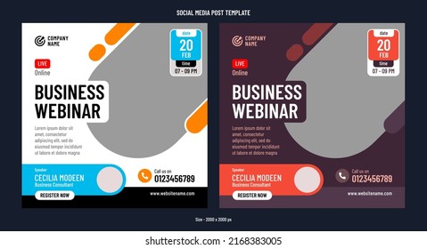 Business Growth Webinar Or Online Event Social Media Banner Template Set