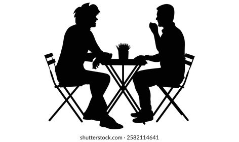 Business guys are sitting on chairs, looking at each other and talking vector.
