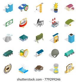 Business hall icons set. Isometric set of 25 business hall vector icons for web isolated on white background