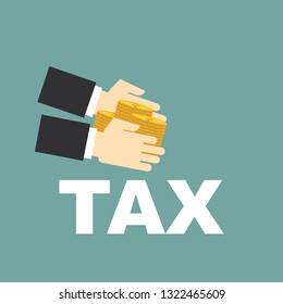 Business han put coin to tax ,Tax payment concept.