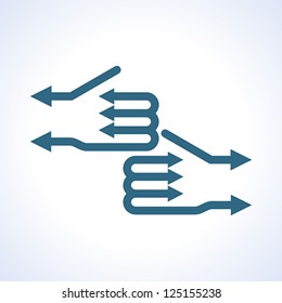 business hand with arrows