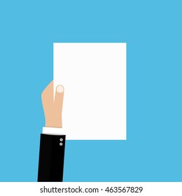 Business hand with a blank sheet of paper