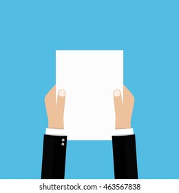 Business hand with a blank sheet of paper